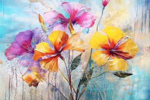 Mooie bloemenachtergrond, AI gegenereerde olieverfschilderij