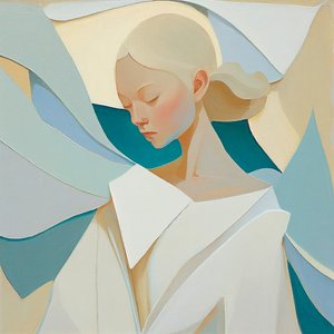 Portret van een blonde vrouw, geïnspireerd door beroemde schilderijen