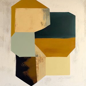 Bruine abstracte vormen, slaapkamer muurdecor canvas, ingelijste afdruk op aanvraag