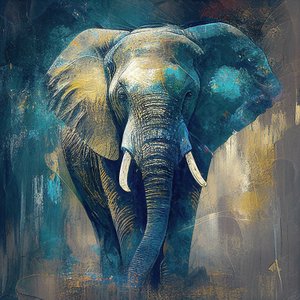 Olifant gezicht portret, canvas kunstafdrukken, dier muurdecoratie door F. Abderrahim