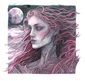 Fijne lijnkunst vrouw portret grafisch, muurkunst prints