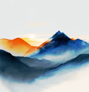 Tinten van serene blauwe bergen, canvas & fijne kunstprints