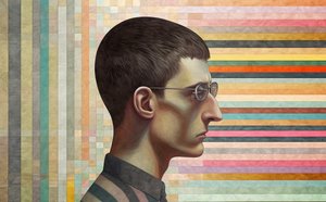 intellectuele man geïnspireerd door Giorgio de Chirico, Surrealistisch portret door F. Abderrahim