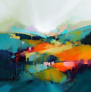 Modern abstract landschap, canvas & muurframe afdruk op aanvraag