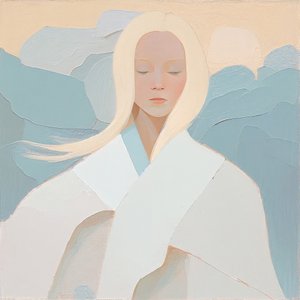 Portret van een witte blonde vrouw