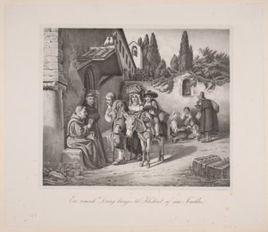 Een Romeinse jongen wordt door zijn ouders naar het klooster gebracht door F. Gautesen