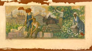 Overvloed van vandaag (studie muurschildering, postkantoor Clarksville, Tennessee) door F. Luis Mora