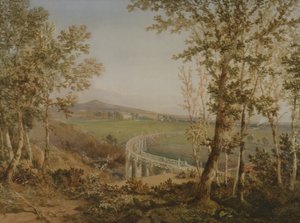 Een uitzicht op dezelfde spoorwegviaduct van bovenaf gezien door F. S. Cook