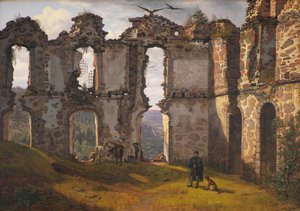 De ruïnes van Brahehus bij Jönköping, Zweden door F. Sødring