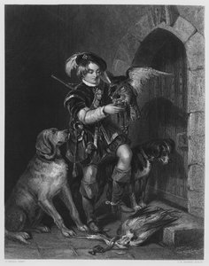 De jonge valkenier, uit het schilderij in de Koninklijke Collectie