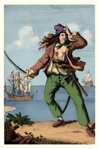 Mary Read - Engelse vrouwelijke piraat (gravure) door F. Wentworth