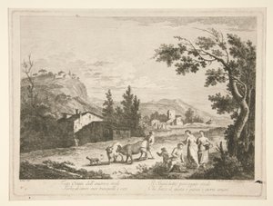 Landschap met ruïnes, uit een serie van 4
