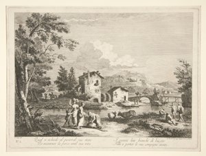 Landschap met ruïnes, uit een serie van 4 door Fabio Berardi