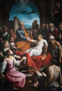 Sint-Petrus wekt Tabitha op door Fabrizio Santafede