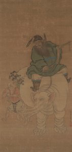 Zhong Kui rijdt op een olifant door Fan Yi