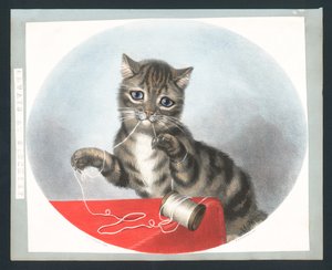 Altijd kattenkwaad - Victoriaanse wenskaart door Fanny Corbaux