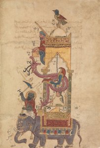 De Olifantenklok, Folio uit een Boek van de Kennis van Ingenieuze Mechanische..., A.H. 715A.D.1315 door Farrukh ibn Abd al Latif