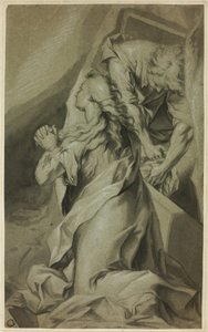 Knielende Magdalena en grafwachter door Federico Barocci
