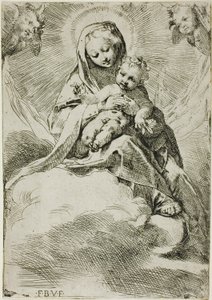 Madonna en kind op wolken door Federico Barocci