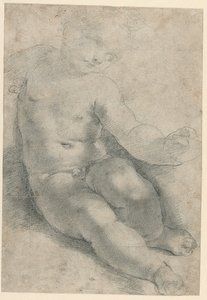 Studie voor het Christuskind in de Madonna van S. Simone (recto); Studie van een landschap (verso) door Federico Barocci