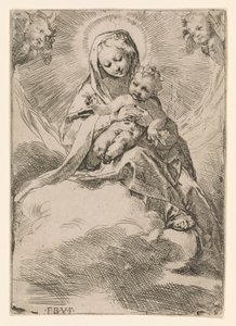 Maagd en kind in de wolken door Federico Barocci