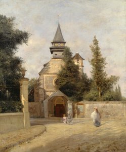 Kinderen buiten de kerk, door Federico Rossano (1835-1912) door Federico Rossano