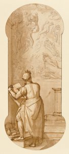 Taddeo in de Sixtijnse Kapel tekent Michelangelo