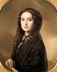 Portret van de Spaanse dichter Carolina Coronado door Federico de Madrazo y Kuntz