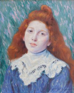 Meisje met witte kraag, ca. 1890 door Federigo Zandomeneghi