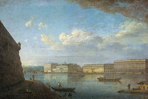 Paleis Embankment gezien vanaf de Peter en Paul Vesting, 1794