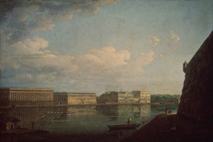 Paleis Embankment gezien vanaf de Peter en Paul Vesting, 1794