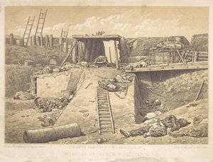 Binnenkant van Noord-Fort Taku, bij de hoek waar de Britse troepen binnenkwamen door Felice Beato