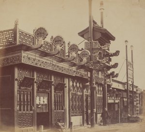 Winkels en Straat, Chinese Stad van Peking, Oktober 1860 door Felice Beato