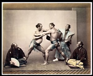 Sumoworstelaars, c.1870-80