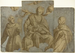 Maagd en Kind met het Kind Johannes de Doper, en de heiligen Franciscus van Assisi en Clara door Felice Brusasorci