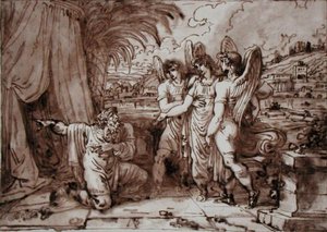 Abraham en de engelen door Felice Giani