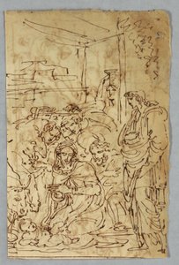 Aanbidding van de Herders; Aartsengel St. Michael naar Raphael; St. Margarite naar Raphael; Aloof de Wignancourt door Caravaggio; Putti; Studie van de Zondvloed; Verso: Dispositie naar Volterra; St. Cecilia naar Raphael; Deel van Huwelijk van Hendrik IV... door Felice Giani