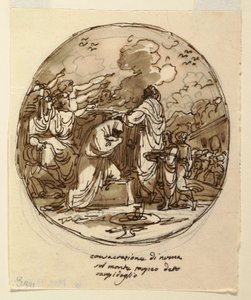 Plafondontwerp voor de wijding van Numa, Sala di Numa Pompilius, Palazzo Milzetti, Faenza