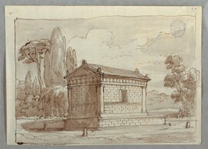 Klassieke tempel in een landschap
