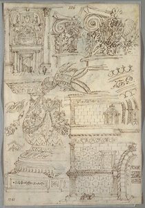 Decoratieve Studie; Verso: Anatomische Studie door Felice Giani