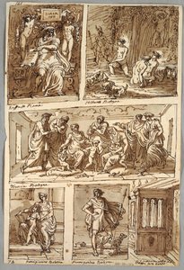 Ontwerp na Schilderijen van Raphael en Schilderijen in Bologna door Albani, Francia, Parmigianino; Monument Verso: Anatomische Studie