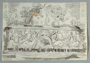 Ontwerp voor Fontein met Triton door Felice Giani