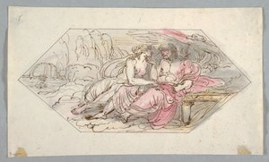 Tekening, Jupiter troost een smekende godin, waarschijnlijk Venus, 1796-98