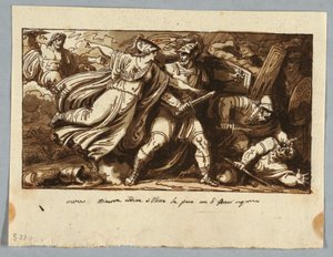 Tekening, blad uit een schetsboek: Minerva beveelt Odysseus vrede te sluiten met de vrijers van Penelope (Minerva induce Ulisse alla pace con i Proci), vóór 1805