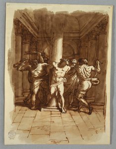 Tekening, schetsboekblad: Geseling van Christus, 1810-15