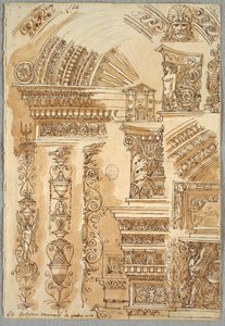 Gevel van Santa Cecilia in Bologna; Architectuurstudies door Felice Giani
