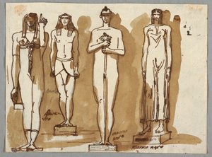 Vier beelden in Egyptische stijl door Felice Giani