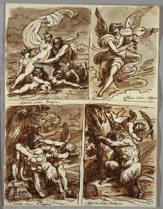 Glauco en Scylla, studie naar Agostino Carracci
