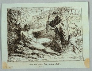 Hercules Voegt Boog en Pijl toe aan Philactetes door Felice Giani