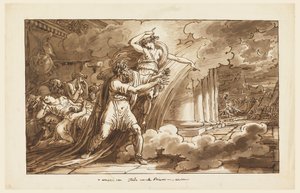 Iris moedigt Priamus aan om het lichaam van Hector van Achilles te smeken door Felice Giani